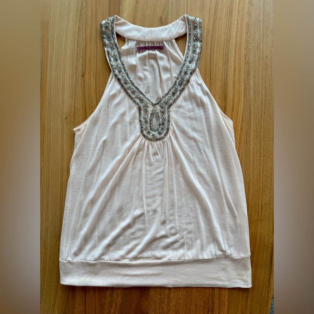 Embellished Cream Halter Top
